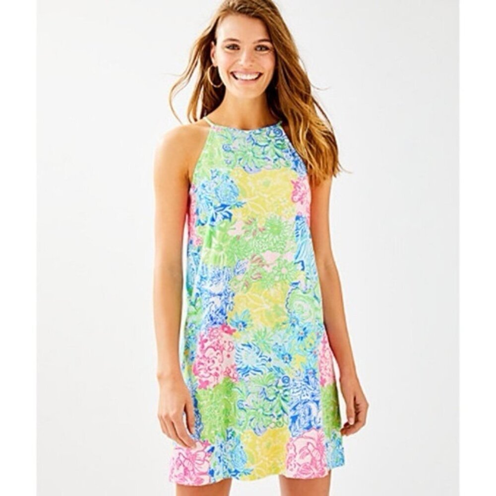 Lilly Pulitzer Women’s Floral Margot Swing Mini Dress Pima Cotton Tassels XS